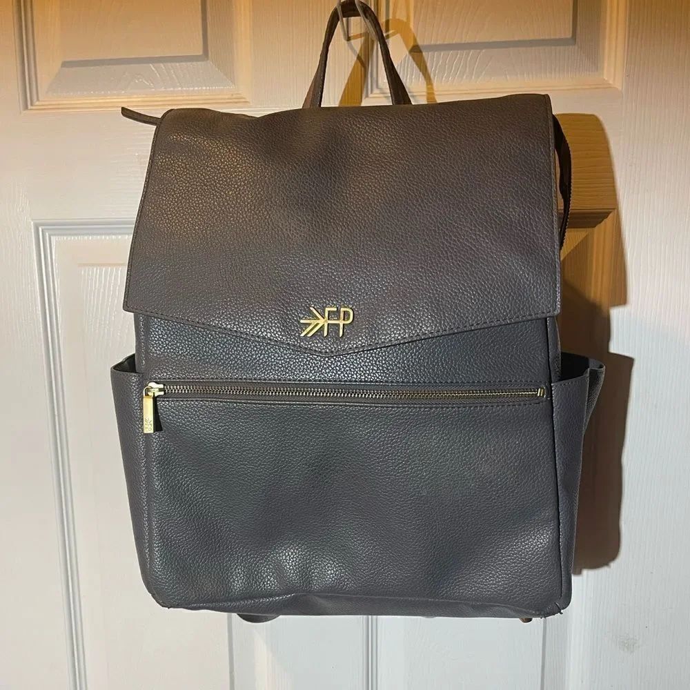 Freshly Picked Diaper Bag convertible backpack Synthetic Gray brass hardwares.